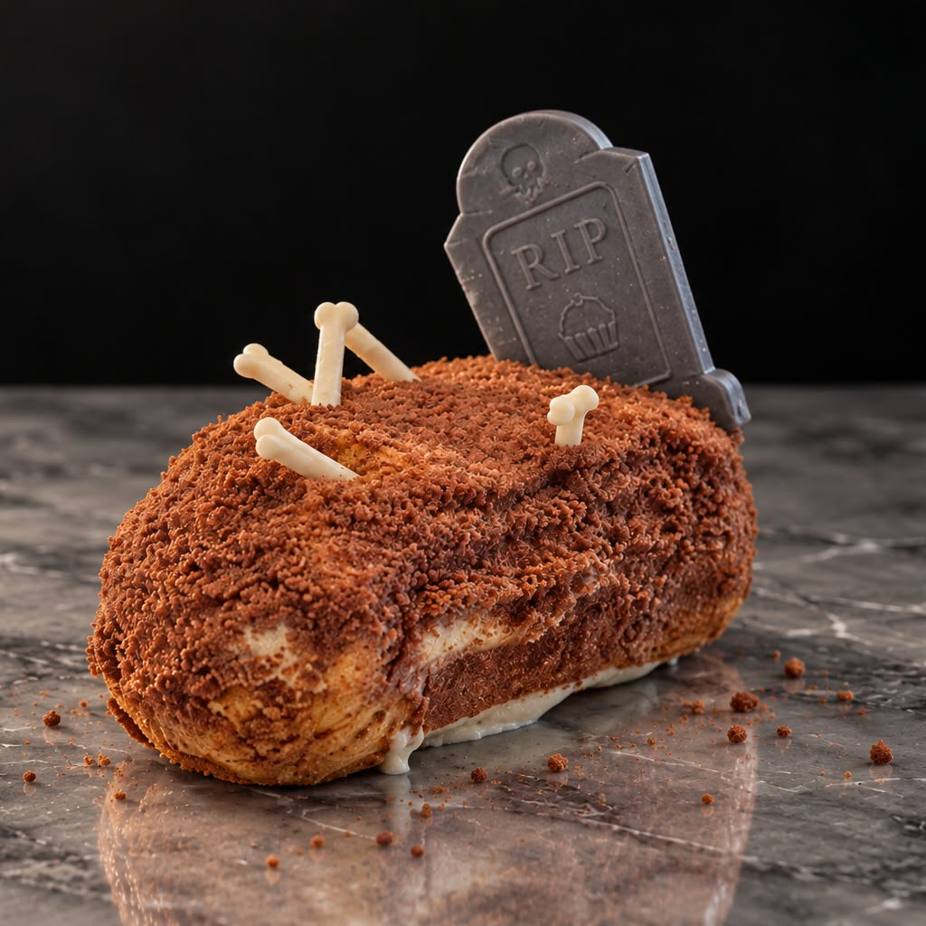 Cemetery Halloween porsjonskake med sjokolademousse og gravsteindekor